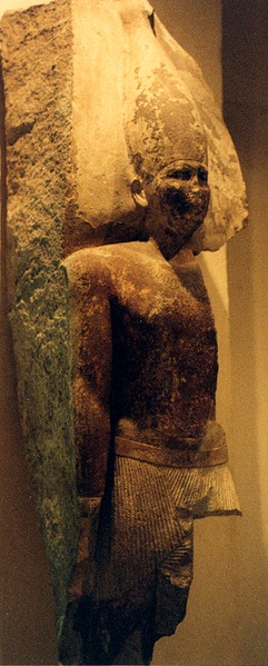 Sneferu, 1st Pharaoh of 4th Dynasty, reigned ca. 2613-2589 B.C.E.,   Location TBD     (Photo: Snofru, 2002)